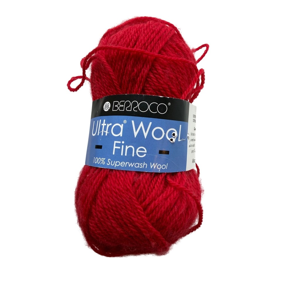 Berroco Ultra Wool Fine Yarn‎ 46g Red Superwash Knit Crochet Partial Skein